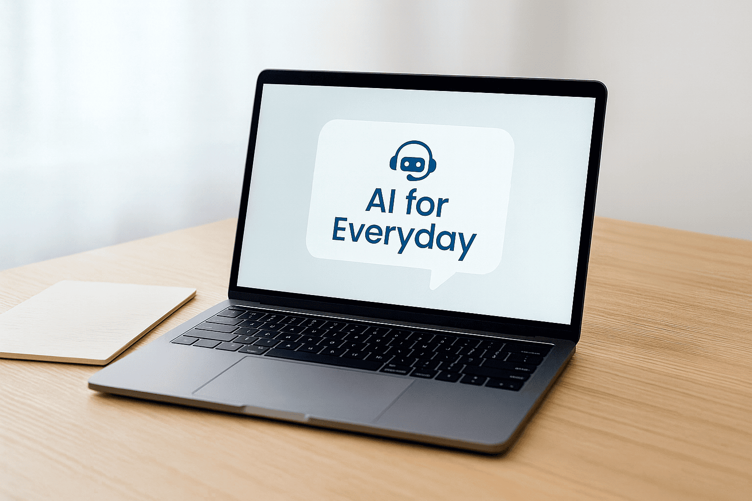 Laptop with AI for Everyday message on screen, representing Tech To Thrive coaching for using AI as a personal assistant in daily life.