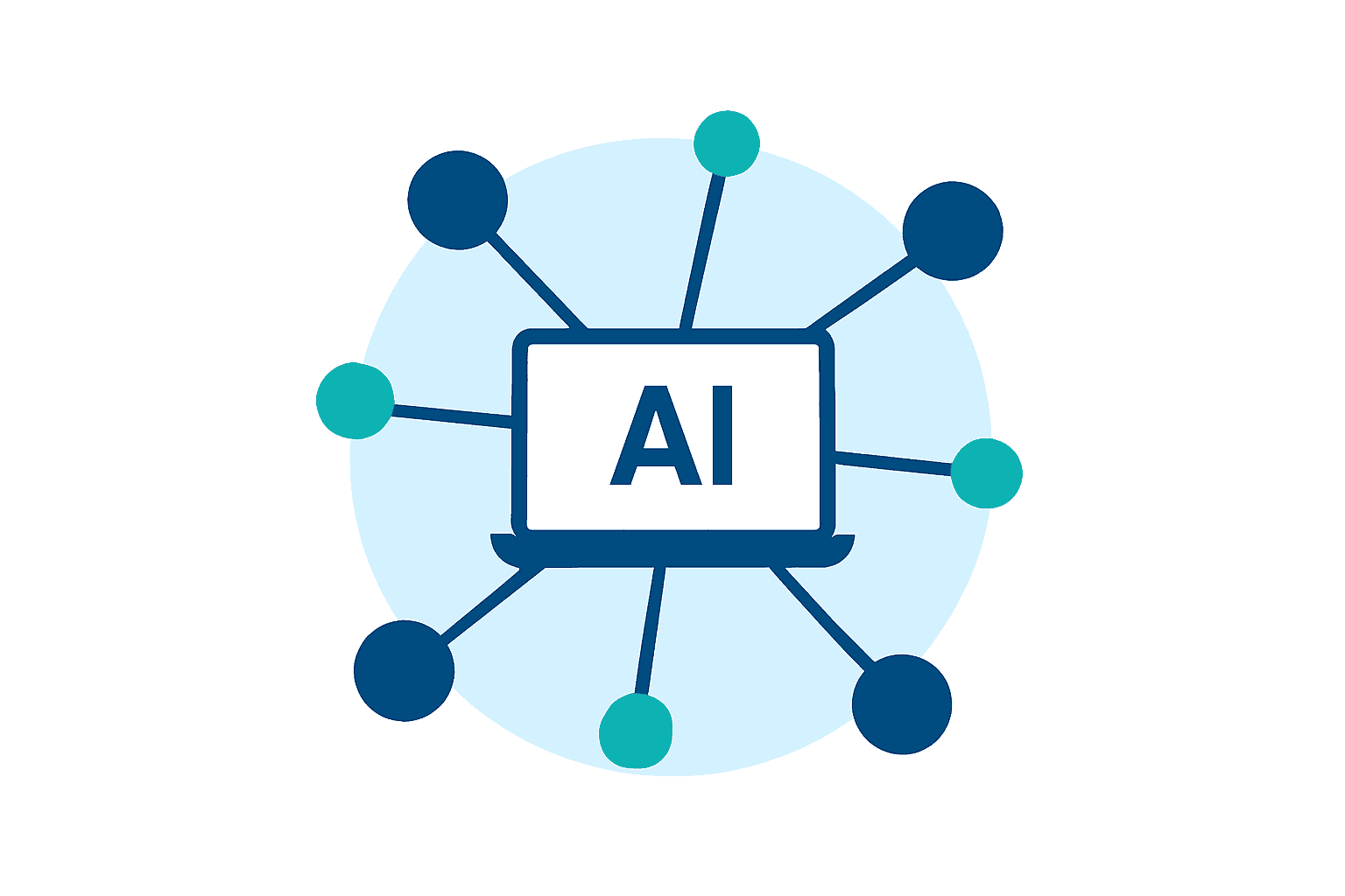 Icon of network labeled AI, representing Tech To Thrive coaching on artificial intelligence for professional success.