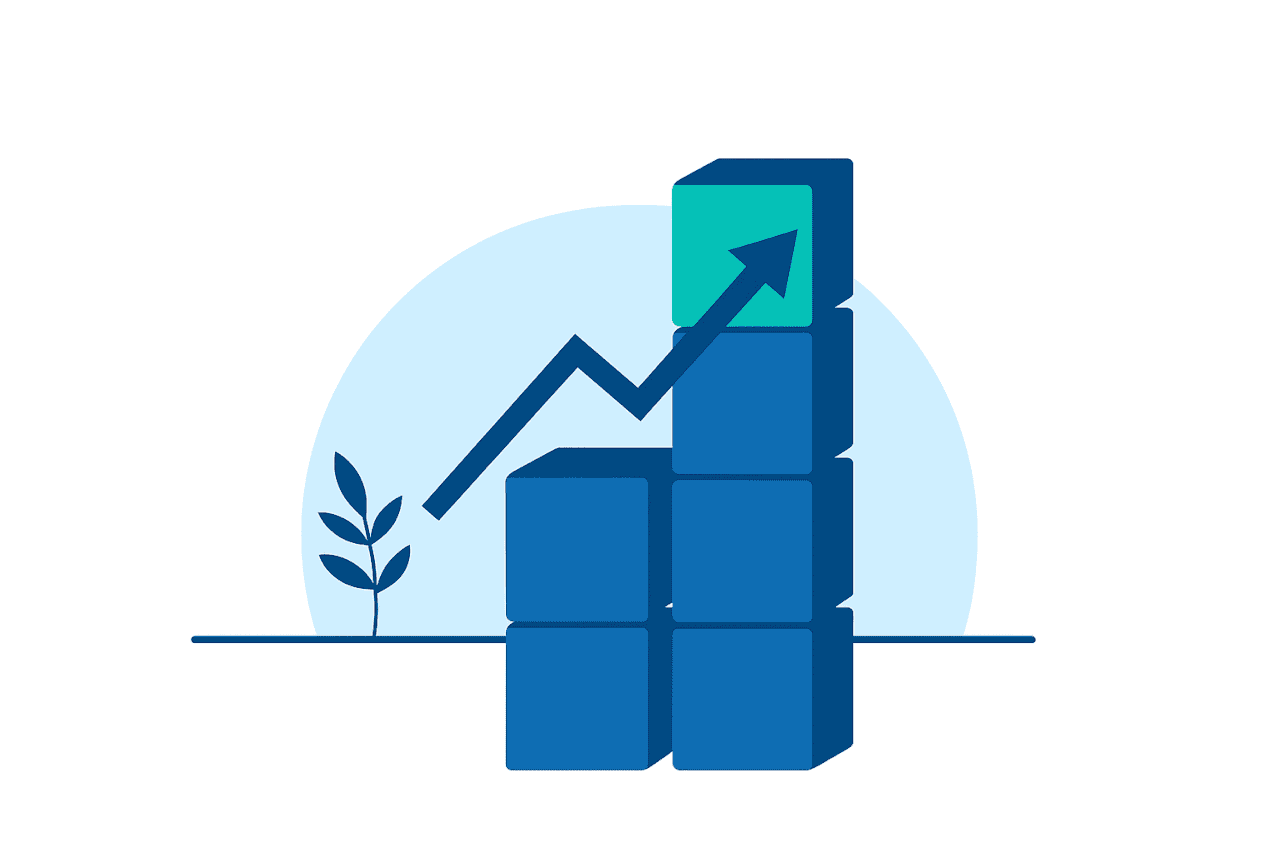 Icon of rising bar chart with arrow, symbolizing workflow mastery and productivity coaching from Tech To Thrive.